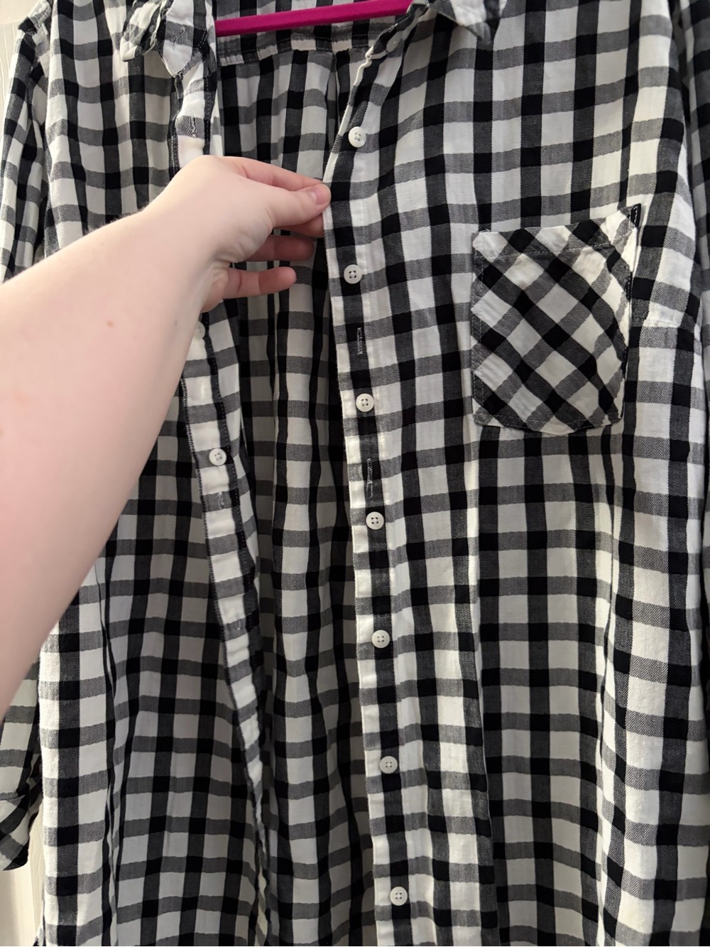 Ava & Viv Black and White Plaid Button-Down Shirt - Relaxed Fit - Picture 3 of 9